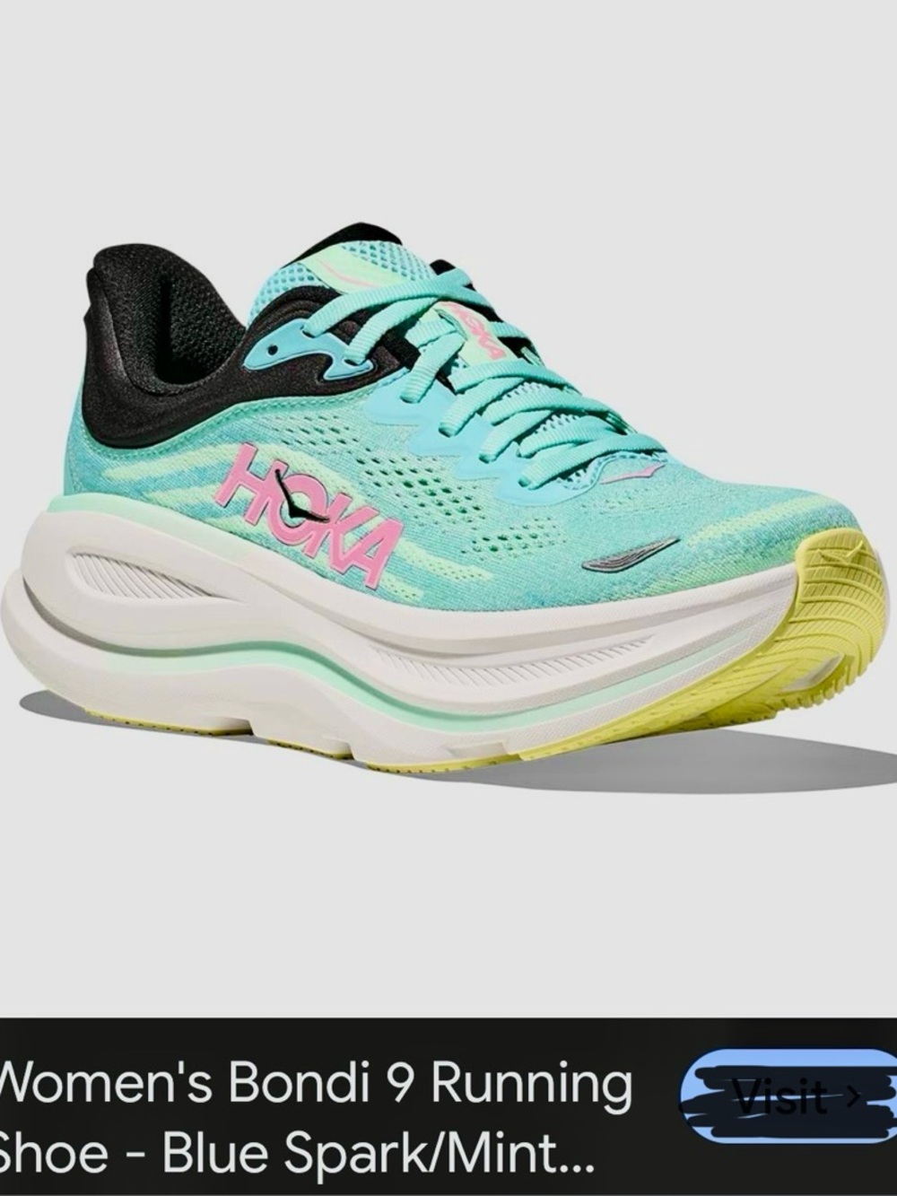 Hoka one Bondi 9 blue sparkle/mint women’s size 8 used